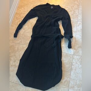 GAP Black Long Sleeve Maternity Belted Sweater Dress